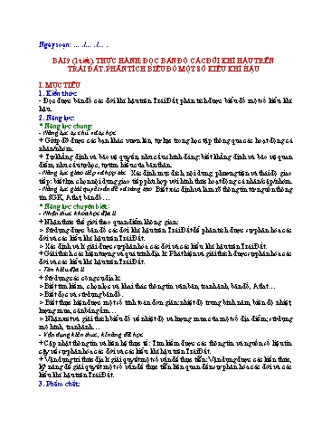 Giáo án Địa Lí 10 (Cánh Diều) - Bài 9: Thực hành Đọc bản đồ các đới khí hậu trên Trái Đất. Phân tích biểu đồ một số kiểu khí hậu