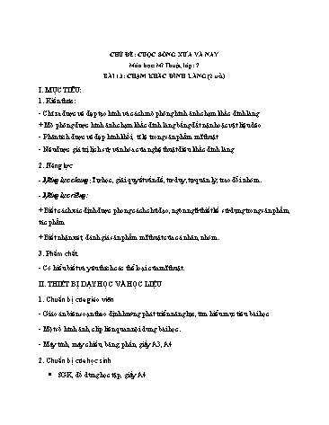 Giáo án Mĩ Thuật 7 (Chân trời sáng tạo) - Bài 13: Chạm khắc đình làng