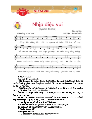 Giáo án Âm Nhạc Lớp 3 (Cánh Diều) - Chủ đề 1: Niềm vui