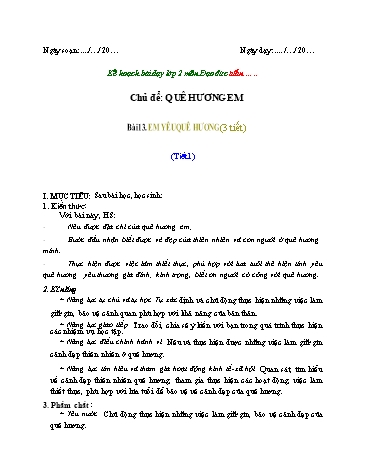 Giáo án Đạo Đức Lớp 2 (Chân Trời Sáng Tạo) - Bài 13: Em yêu quê hương (Tiết 1)