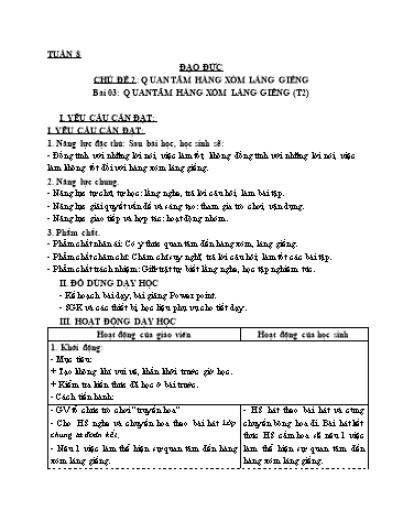 Giáo án Đạo Đức Lớp 3 (Cánh Diều) - Bài 3: Em quan tâm hàng xóm láng giềng (Tiết 2)