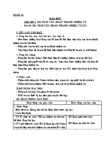 Giáo án Đạo Đức Lớp 3 (Cánh Diều) - Bài 6: Em tích cực hoàn thành nhiệm vụ (Tiết 3)