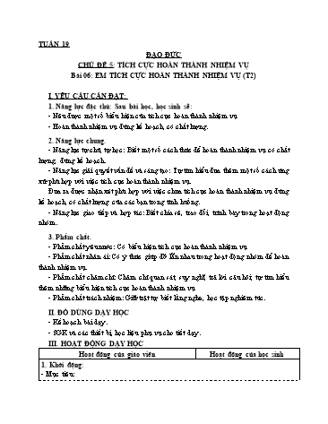 Giáo án Đạo Đức Lớp 3 (Cánh Diều) - Bài 6: Em tích cực hoàn thành nhiệm vụ (Tiết 2)