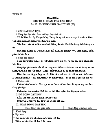 Giáo án Đạo Đức Lớp 3 (Cánh Diều) - Bài 7: Em khám phá bản thân (Tiết 2)