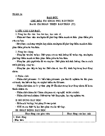 Giáo án Đạo Đức Lớp 3 (Cánh Diều) - Bài 8: Em hoàn thiện bản thân (Tiết 2)