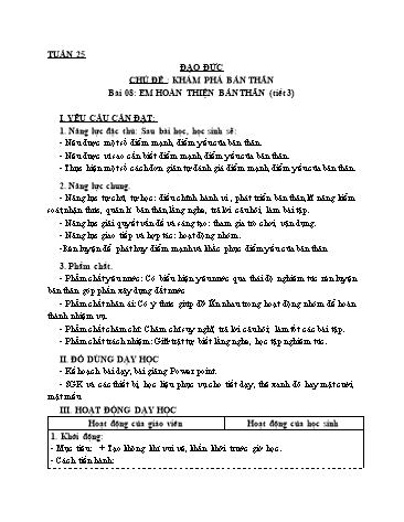 Giáo án Đạo Đức Lớp 3 (Cánh Diều) - Bài 8: Em hoàn thiện bản thân (Tiết 3)