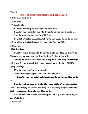 Giáo án Đạo Đức Lớp 3 (Chân Trời Sáng Tạo) - Bài 1: An toàn giao thông khi đi bộ (Tiết 2)