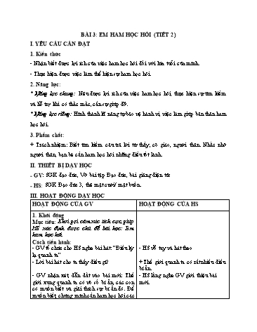 Giáo án Đạo Đức Lớp 3 (Chân Trời Sáng Tạo) - Bài 3: Em ham học hỏi (Tiết 2)