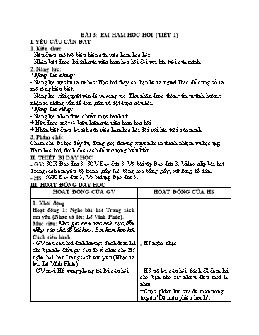 Giáo án Đạo Đức Lớp 3 (Chân Trời Sáng Tạo) - Bài 3: Em ham học hỏi (Tiết 1)