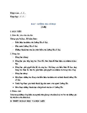 Giáo án Lịch Sử 6 (Chân Trời Sáng Tạo) - Bài 7: Lưỡng Hà cổ đại