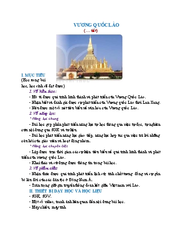 Giáo án Lịch Sử 7 (Chân Trời Sáng Tạo) - Bài 13: Vương quốc Lào