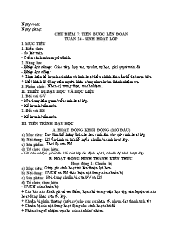 Giáo án Sinh Hoạt Lớp 7 (Chân Trời Sáng Tạo) - Tuần 24