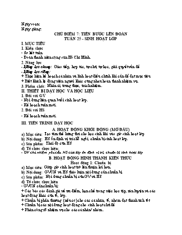Giáo án Sinh Hoạt Lớp 7 (Chân Trời Sáng Tạo) - Tuần 25