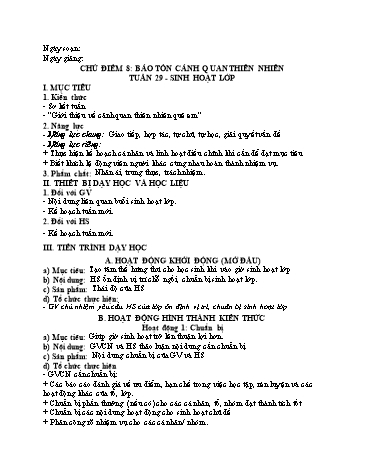 Giáo án Sinh Hoạt Lớp 7 (Chân Trời Sáng Tạo) - Tuần 29