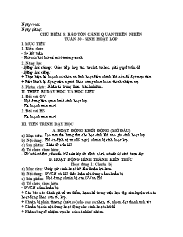 Giáo án Sinh Hoạt Lớp 7 (Chân Trời Sáng Tạo) - Tuần 30
