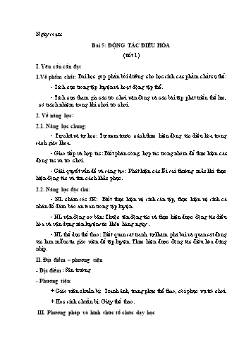 Giáo án Thể Dục Lớp 1 (Chân Trời Sáng Tạo) - Chủ đề: Bài tập thể dục - Bài 5: Động tác điều hòa (Tiết 1)