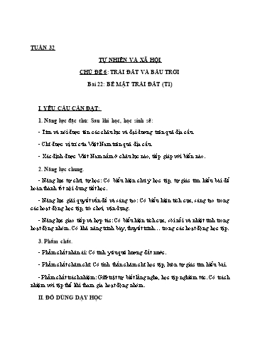 Giáo án Tự Nhiên Xã Hội 3 (Cánh Diều) - Bài 22: Bề mặt Trái Đất (Tiết 1)