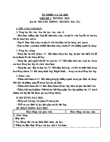 Giáo án Tự Nhiên Xã Hội 3 (Cánh Diều) - Bài 6: Truyền thống trường em (Tiết 2)