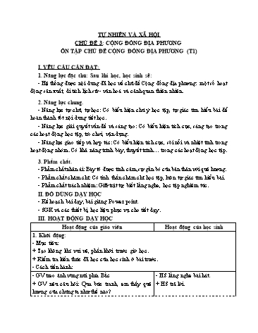 Giáo án Tự Nhiên Xã Hội 3 (Cánh Diều) - Ôn tập: Chủ đề Cộng đồng địa phương (Tiết 1)