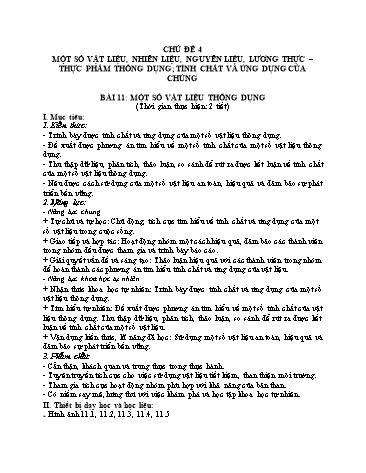 Giáo án Vật Lí 6 (Chân trời sáng tạo) - Bài 11: Một số vật liệu thông dụng