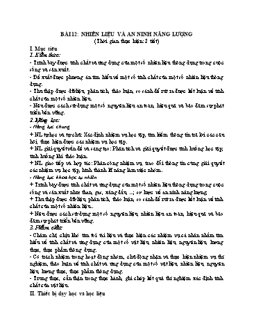 Giáo án Vật Lí 6 (Chân trời sáng tạo) - Bài 12: Nhiên liệu và an ninh năng lượng