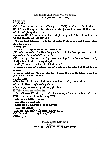 Giáo án Vật Lí 6 (Chân trời sáng tạo) - Bài 45: Hệ Mặt Trời và Ngân Hà