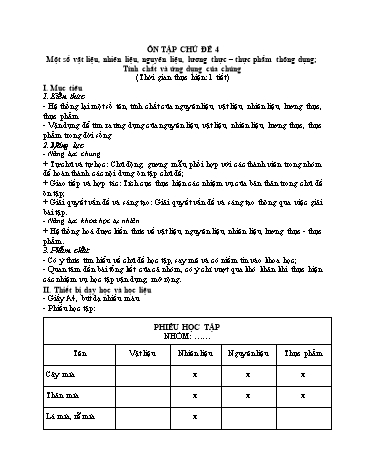 Giáo án Vật Lí 6 (Chân trời sáng tạo) - Ôn tập Chủ đề 4