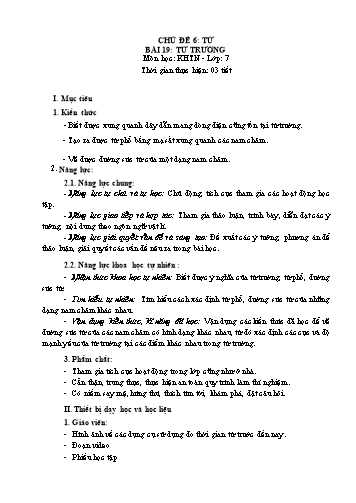 Giáo án Vật Lí 7 (Chân trời sáng tạo) - Bài 19: Từ trường