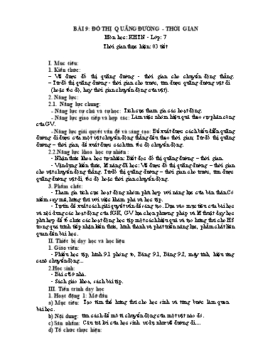 Giáo án Vật Lí 7 (Chân trời sáng tạo) - Bài 9: Đồ thị quãng đường, thời gian